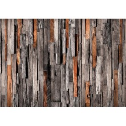 Fototapete - Wooden Curtain (Grey and Brown)