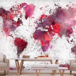 Fototapete - World Map: Red Watercolors