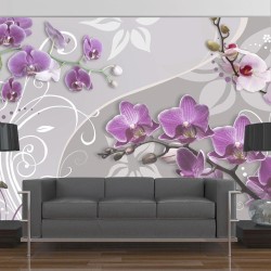 Fototapete - Flight of purple orchids