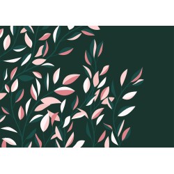 Fototapete - Flowering vine - minimalist climbing leaves on a green background