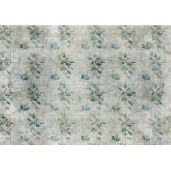 Fototapete - Mint tones - green leaf bouquets on a retro patterned background