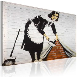 Leinwandbild - Cleaning lady (Banksy)