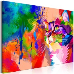 Leinwandbild - Colourful Cat (1 Part) Wide