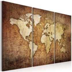 Leinwandbild - World Map: Brown Texture