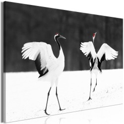 Leinwandbild - Dancing Cranes (1 Part) Wide