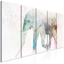 Leinwandbild - Painted Elephant (5 Parts) Narrow