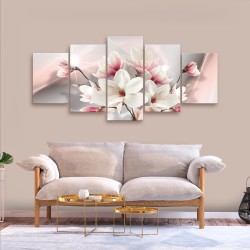 Leinwandbild - Magnolia in Bloom (5 Parts) Wide