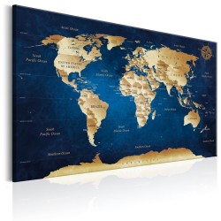 Leinwandbild - World Map: The Dark Blue Depths