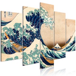 Leinwandbild - The Great Wave off Kanagawa (5 Parts) Wide