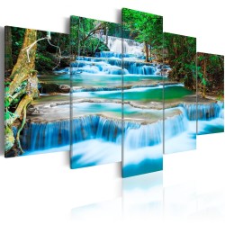 Leinwandbild - Blue Waterfall in Kanchanaburi, Thailand