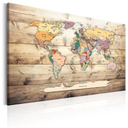 Korkbild - World Map: Wooden Oceans