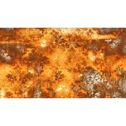 Fototapete - Orange motif - background with numerous ornaments and scratch effect