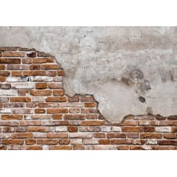 Fototapete - Futuristic duet - concrete tile on old brick background