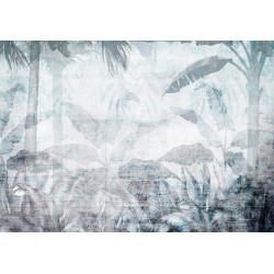 Fototapete - Vanishing jungle - landscape of exotic nature in blue tones