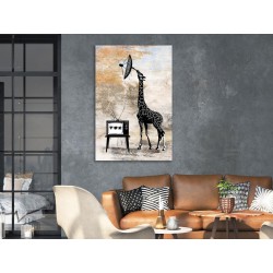Leinwandbild - Television Giraffe (1 Part) Vertical