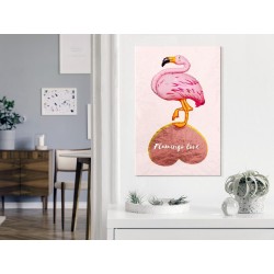 Leinwandbild - Flamingo in Love (1 Part) Vertical