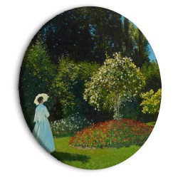 Rundes Bild - Woman in the Garden by Claude Monet - A Landscape of Vegetation in Spring