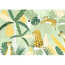 Fototapete - Cheetahs in the jungle - landscape with animals in the tropics for children