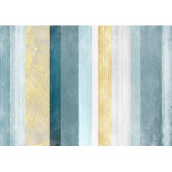 Fototapete - Striped pattern - abstract background in stripes in blue tones with gold pattern
