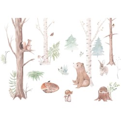 Fototapete - Subtle Illustration With Forest Animals