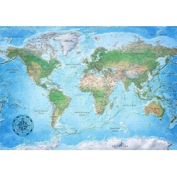 Fototapete - Traditional world map - continents with inscriptions in English and compass