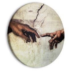 Rundes Bild - The Creation of Adam - hands from a fresco by Michelangelo