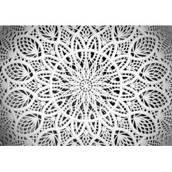 Fototapete - Orient - white geometric composition in the type of mandala on a black background