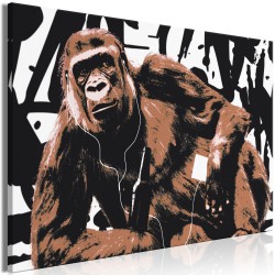 Leinwandbild - Pop Art Monkey (1 Part) Narrow Brown