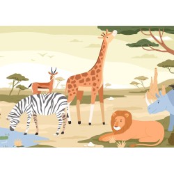 Fototapete - Animals From Jungle Vector Illustration
