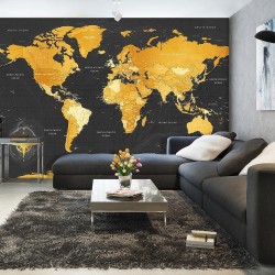 Fototapete - Map: Golden World