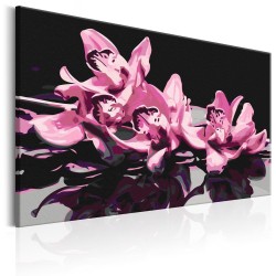 Malen nach Zahlen - Pink Orchid (Black Background)