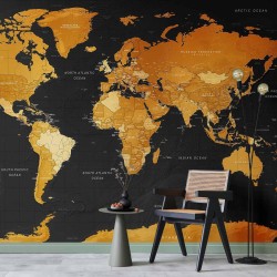 Fototapete - Map: Golden World
