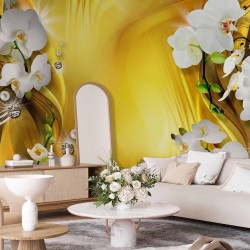 Fototapete - Orchidee in Gold