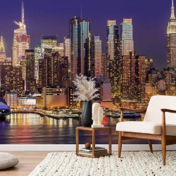 Fototapete - NYC: Night City