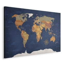 Leinwandbild - World Map: Ink Oceans