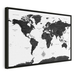Leinwandbild - Black and White Map (1 Part) Wide