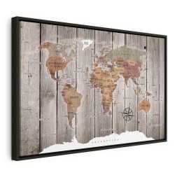 Leinwandbild - World Map: Wooden Stories