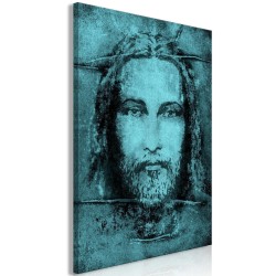 Leinwandbild - Shroud of Turin in Turqoise (1 Part) Vertical