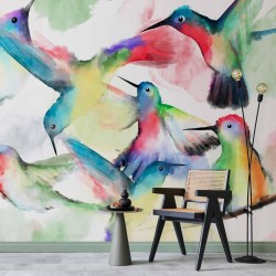 Fototapete - Watercolor Birds