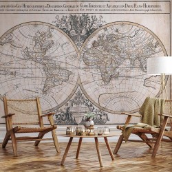 Fototapete - Mappe-Monde Geo-Hydrographique