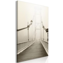 Leinwandbild - Bridge in the Fog (1 Part) Vertical