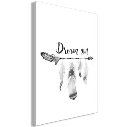 Leinwandbild - Boho Feathers (1-part) - English Text on White Background