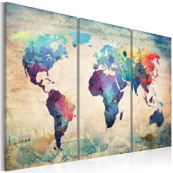 Leinwandbild - Rainbow Map (triptych)