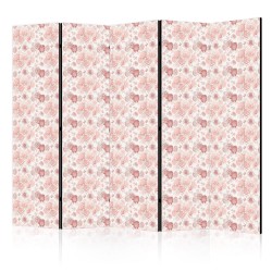 Paravent - Pink Blossoming - Flowers in Warm Colors on a White Background