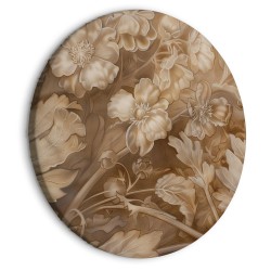 Rundes Bild - Floral Ornaments Carved in Delicate Sepia and Brown Shades
