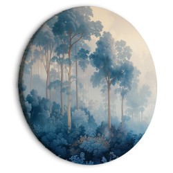 Rundes Bild - Landscape with Trees in Illustrative Style Fairy-Tale Blue Forest