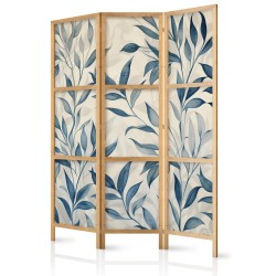 Japanischer Paravent - Leaves in Blue Colors - Delicate Botanical Motif