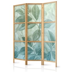 Japanischer Paravent - Large Leaves in Green-Mint Shades - Botanical Motif