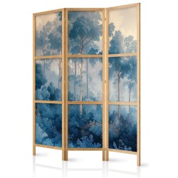 Japanischer Paravent - Landscape with Trees in Illustrative Style - Fairy-Tale Blue Forest