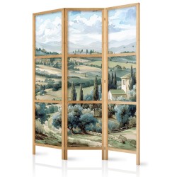 Japanischer Paravent - Landscape with Green Fields and Trees - Tuscan sunny view